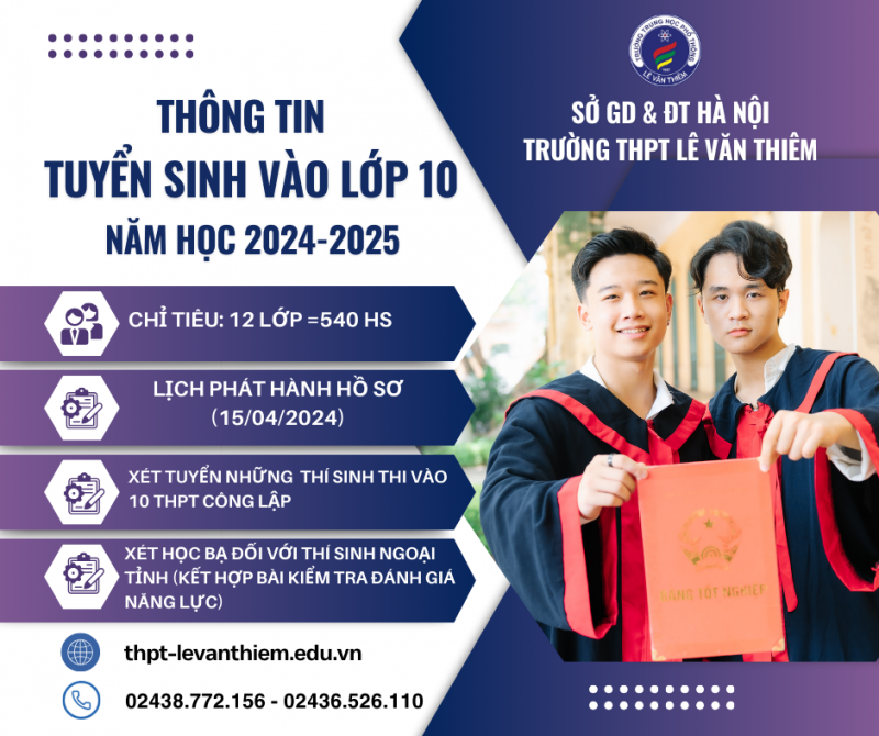 Thông báo tuyển sinh lớp 10 năm học 2024-2025